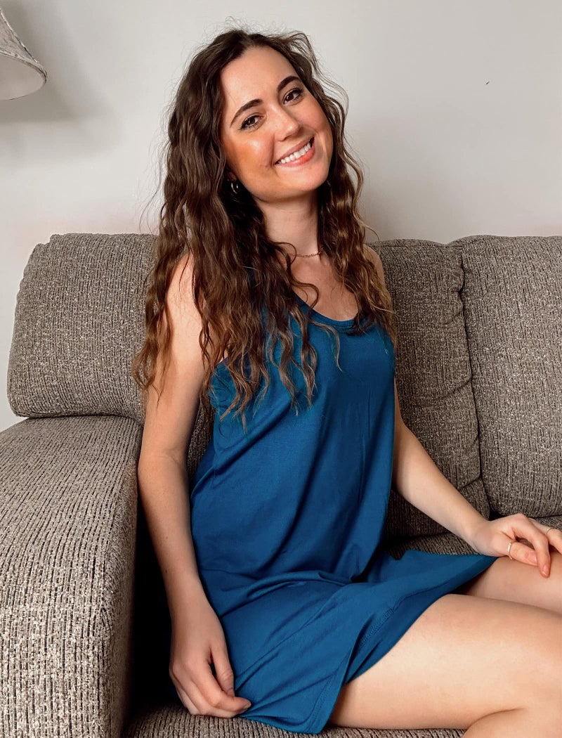 Avidlove Pajama Dress for Women Soft Sleepewar Tank Sleep Dress Nightgown Blue Green - Image 3